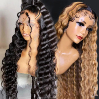 Perruque brésilienne Lace Front de 40 pouces pour femmes noires, avec dentelle 13x4/13x6 transparente, cheveux humains vierges Remy 100% non traités