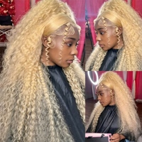Perruque Lace Frontale Cheveux Humains Blond Miel 613 Ondulée Profonde 13x4 HD Lace Frontal Pré-Pluckée avec Baby Hair et Nœuds Blanchis Blond