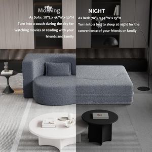 <span class=keywords><strong>Sofa</strong></span> busa matras lipat kain Teddy, 78 "Convertible Modern untuk ruang tamu, <span class=keywords><strong>Sofa</strong></span> Bed Queen, kasur tidur abu-abu, <span class=keywords><strong>Sofa</strong></span> lovesat untuk ruang tamu - Product Image 3