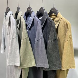 2023 nuovo Design 100% cotone Batik Washed Polo t-shirt Hip Hop taglie forti <span class=keywords><strong>abbigliamento</strong></span> retrò da uomo - Product Image 3