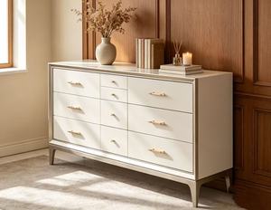 <b>Light</b> Oak Sideboard 4-Door Raised <b>Panel</b> Mid Century Modern Credenza Living Room Cabinet Storage Furniture - Product Image 1