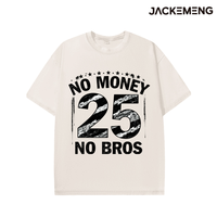 Kaos Katun Oversize Bermotif Urban dengan Cetakan Kutipan 'No Money No Bros' Gaya Retro Streetwear Kasual Grosir Gudang USA