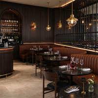 Meubles de restaurant de style nordique, table ronde en dalle blanche et chaise, canapé en tissu de luxe pour restaurant