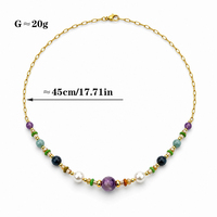 Ensemble de colliers superposés en acier inoxydable, style rétro français tendance, avec perles de pierre naturelle colorées, plaqué or 18 carats, corde et nacre géométrique