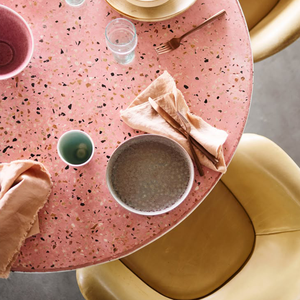 Dessus de table de panneau intérieur en ciment terrazzo préfabriqué sur mesure couleur rose - Product Image 5