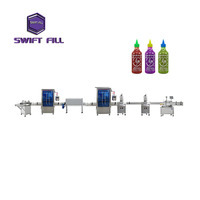 Ligne de production de remplissage de sauce barbecue et de boissons entièrement automatique à commande PLC, haute efficacité, intelligente, à 4 têtes, type piston, en verre