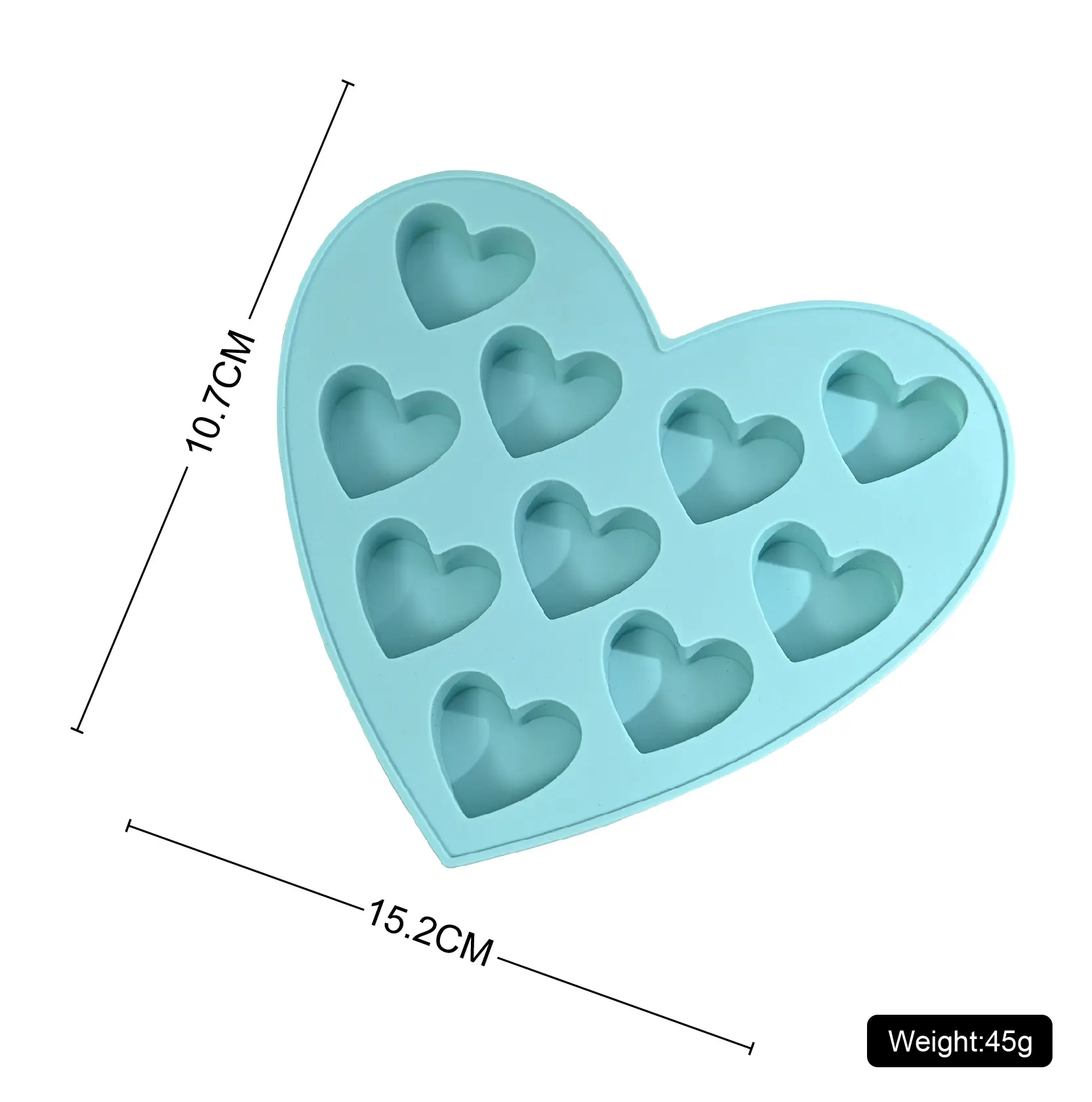 في المخزون 10 حتى الحب القلب سيليكون قالب الشوكولاته الحب الماس على شكل قلب قالب الكعكة