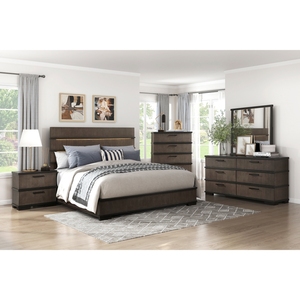 Comodino Bicolore Marrone e Nero con 2 Cassetti, Arredamento Moderno Industriale per Camera da Letto - Product Image 4