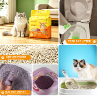 Wateroplosbare, biologisch afbreekbare, doorspoelbare kattenkorrels met fruitgeur, snelklonterend en zeer absorberend.