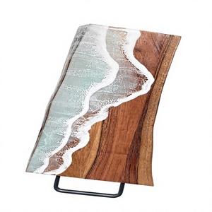 Plateau de service élégant en bois et résine pour hôtels, buffets de petit-déjeuner, restaurants et suites - Product Image 1