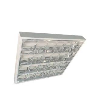 Lámpara de rejilla de techo T8, accesorio de luz fluorescente, 4x8W, rejilla de hoja rectangular