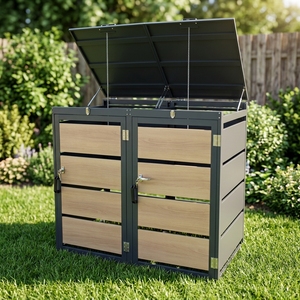 <span class=keywords><strong>Abri</strong></span> pour <span class=keywords><strong>poubelles</strong></span> triple, <span class=keywords><strong>3</strong></span> bacs, en acier galvanisé, durable, écologique, pour rangement extérieur - Product Image 6