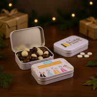 Boîte Cadeau en Étain Libre Forme Personnalisée Aire Praline Bonbons au Chocolat Italie Étiquette Blanche Promotionnel Cadeau de Mariage Faveur de Mariage Produit Alimentaire de Noël AL573
