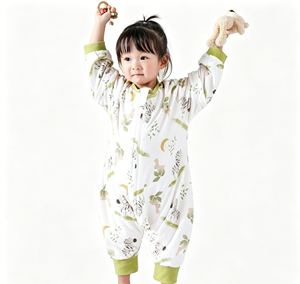 Vêtements de nuit pour bébé avec couche absorbante intégrée, manches détachables, séparateurs de <span class=keywords><strong>jambes</strong></span>, fabriqués en 100% coton, 1-3 ans, été/printemps - Product Image 5