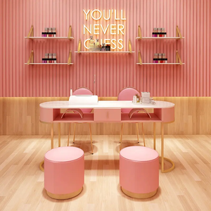 Madam Center Nail Technician's Luxury Modern Manicure Station Set Escritorio completo <span class=keywords><strong>de</strong></span> madera y hierro para salón <span class=keywords><strong>de</strong></span> spa <span class=keywords><strong>de</strong></span> <span class=keywords><strong>uñas</strong></span> para sala <span class=keywords><strong>de</strong></span> estar - Product Image 3