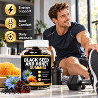 Gummies au miel de graines noires OEM ODM, 60 unités, soutien immunitaire, articulations, cheveux, peau, énergie, complément alimentaire pour adultes, marque privée