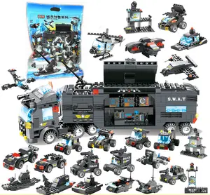 Cheap price Student Bricks SWAT Mobile combat bus police car army model building block toys for kids large set
