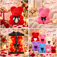 Ours en peluche rose éternelle fait main avec boîte cadeau de luxe, cadeau romantique parfait pour la Saint-Valentin, un mariage, un anniversaire, la fête des mères, décoration
