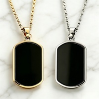 Collier pendentif en obsidienne noire naturelle, plaqué or 18K PVD, acier inoxydable 316L, pierre précieuse, hypoallergénique, étanche