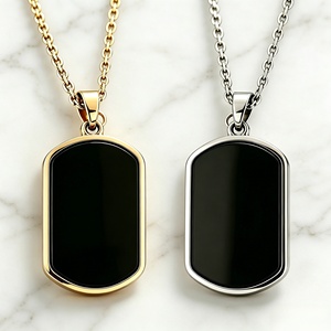 Collier pendentif en obsidienne noire naturelle, plaqué <span class=keywords><strong>or</strong></span> 18K PVD, acier inoxydable 316L, pierre précieuse, hypoallergénique, étanche - Product Image 1