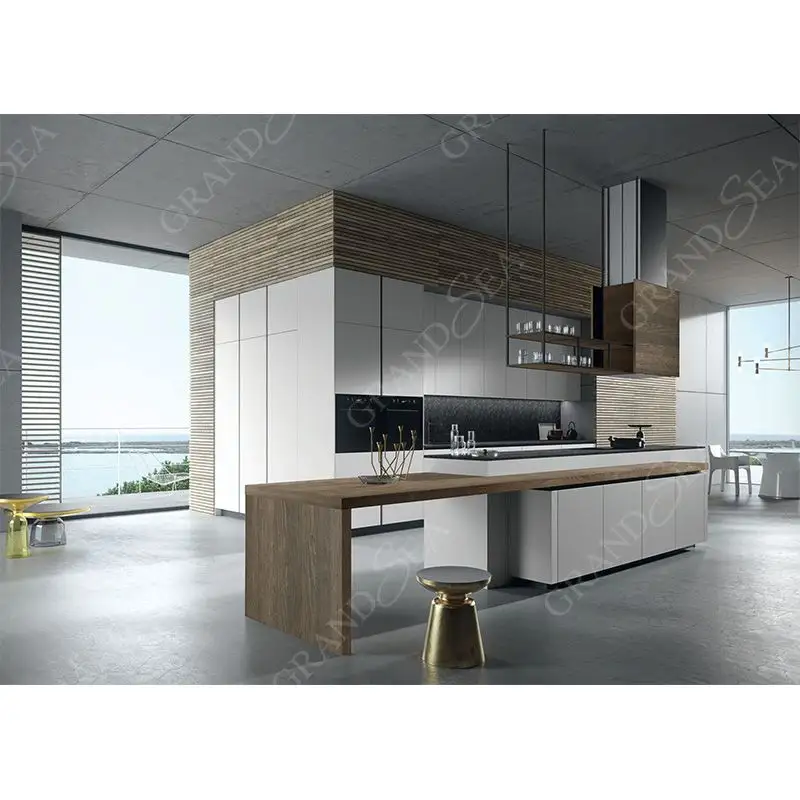 Großhandelspreis fertig zum zusammenbauen White Shaker Massivholzfurnier Küchenschrank-Design