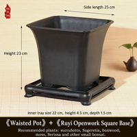 Pot Bunga Resin untuk Penggunaan di Taman, Pot Minimalis Gaya Cina dengan Banyak Lubang Drainase, untuk Tanaman Anggrek Daun Kecil Merah