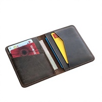 Portefeuille à cartes en cuir pleine fleur Crazy Horse fait main, fin et élégant, avec gravure personnalisée pour homme