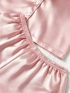 Conjunto de Pijama de Tres Piezas para Mujer, Color Sólido, de Alta Calidad, Ropa de Dormir Informal de Satén para Primavera, <span class=keywords><strong>Verano</strong></span> y Otoño - Product Image 5