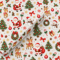Papier de soie personnalisé avec logo imprimé, motif de Noël Père Noël, bonhomme de neige, renne, emballage cadeau recyclable