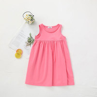 Robes d'Été pour Bébé Fille, Robe Smockée sans Manches Coton Couleur Unie Coupe A-line