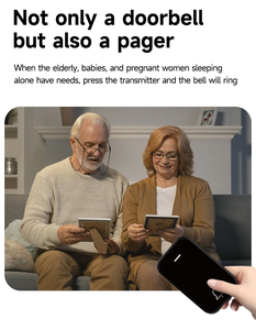 EU UK US Plug akrilik energi kinetik, bel pintu nirkabel hitam lagu tanpa baterai tahan air bertenaga sendiri bel pintu taman depan - Product Image 6