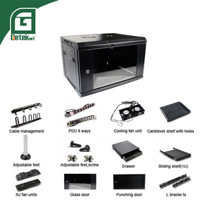 GETEKnet OEM 19 <span class=keywords><strong>Rack</strong></span> montable en <span class=keywords><strong>rack</strong></span> 6U 26U 16U 12U 9U 4RU 4U en acier inoxydable avec base, armoire de serveur murale pour réseau de données avec PDU - Product Image 5