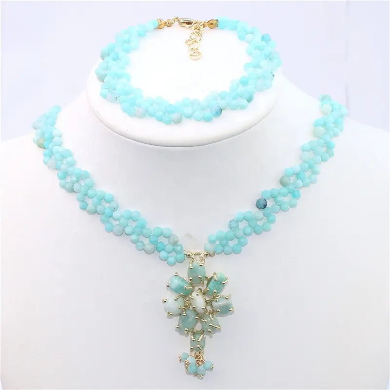 CH-LAN0350 Latest fashion Luxurious Gem jewelry set,high quality nature stone pendant,wholesale fine jewelry making