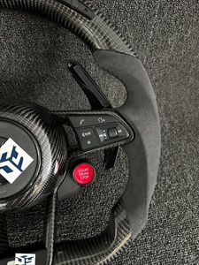 พวงมาลัยรถยนต์คาร์บอนไฟเบอร์สีแดงแบบฟอร์จ พร้อมไฟ LED และอัลคันทาร่า สำหรับรถยนต์ Volkswagen <span class=keywords><strong>MK3</strong></span> MK4 MK5 MK6 MK7 MK8 Passat B6 B7 <span class=keywords><strong>Golf</strong></span> GTI GTS R - Product Image 3