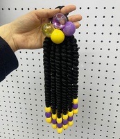 Extensions de cheveux synthétiques tressées sur mesure pour enfants, 8 pouces, avec grandes boules à bulles
