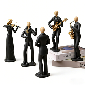 Sculptures Modernes Décoration Jazz pour la Maison Statues de Musiciens (Saxophoniste, Violoniste, Clarinetiste) Noires pour Salon, Étagère, Bureau - Product Image 4