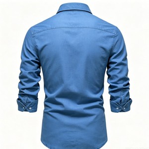 <span class=keywords><strong>Chemise</strong></span> <span class=keywords><strong>en</strong></span> <span class=keywords><strong>jean</strong></span> classique pour <span class=keywords><strong>homme</strong></span>, respirante, décontractée, à manches longues, boutonnée, avec poches poitrine, service OEM - Product Image 2