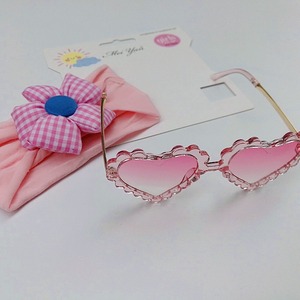 Lunettes <span class=keywords><strong>de</strong></span> soleil pour enfants jaune rouge bleu avec lunettes <span class=keywords><strong>de</strong></span> protection UV et bandeau imprimé fleur ensemble bébé fille jouet - Product Image 3