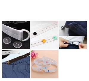 Lanke弾性ウェビング編み物弾性バンドテープボタンホール弾性バンド付き黒と白 - Product Image 6
