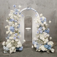 Arreglo Floral Artificial Azul y Blanco para Decoración de Mesa de Boda, Cumpleaños, Pastel, Fondo de Arco