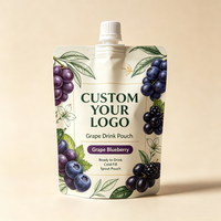 Pochettes souples à bec verseur de qualité alimentaire, personnalisables avec logo, en plastique brillant, 100 ml, 200 ml, pour jus et boissons, impression numérique, OEM