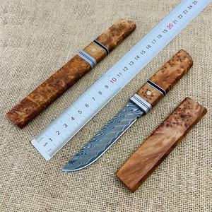 Couteau de chasse TL03SX artisanal en acier Damas, lame fixe G10, couteau de survie, couteau de défense personnelle, manche en bois, fourreau en bois - Product Image 2