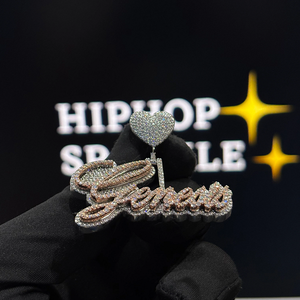Personalized Custom <b>Name</b> Pendant with VVS Moissanite Stones Iced Out Hip Hop Jewelry Necklace Charm for Cuban Link <b>Chains</b> - Product Image 3