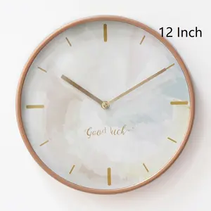 도매 간단한 로즈 골드 라운드 대리석 디자인 사용자 정의 거실 플라스틱 디지털 벽 시계