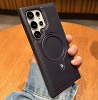 Nouvelle coque de téléphone en cuir PU avec support invisible pour iPhone 13 14 15 Pro Max 17 Pro Max et Samsung S26 Ultra