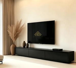 <span class=keywords><strong>Meuble</strong></span> <span class=keywords><strong>TV</strong></span> de style nouveau 2026, luxe léger, en bois massif avec finition laquée noire pour salon - Product Image 1