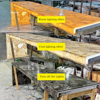 Braune Hintergrundbeleuchtete Rauchquarz-Langbartheke Transluzenter Stein Kommerzielle Bartheke für Restaurants