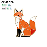 Maßgefertigtes Geometrisches Fuchs-Souvenir-Abzeichen aus Zinklegierung mit Emaille-Pin OEM ODM Tierliebhaber-Accessoire Minimalistisches Outfit-Accessoire Origami-Fuchs-Abzeichen