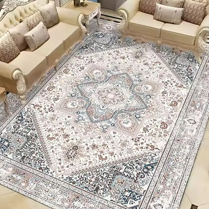 Alfombra Retro para Sala de Estar, Impresa, Plegable, Antideslizante, Lavable a Máquina, Resistente a las Manchas, Fácil de Cuidar, para Sofá y Mesa de Centro - Product Image 1