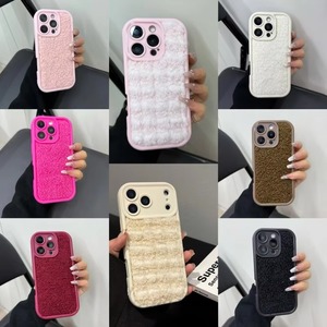 เคสโทรศัพท์น่ารักสไตล์เกาหลี ขนปุย สำหรับ iPhone 11 12 13 14 15 16 17 Pro <span class=keywords><strong>Max</strong></span> Air  แบบกำมะหยี่สีพื้น  ฝาหลังนุ่ม - Product Image 4